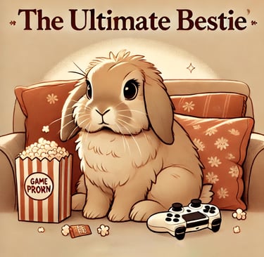 a rabbit sitting on a couch 