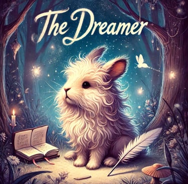 a white rabbit sitting on a book cover