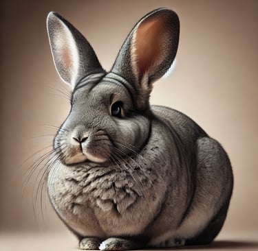American Chinchilla rabbit sitting