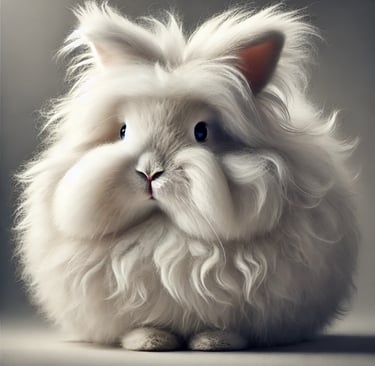 English Angora rabbit sitting
