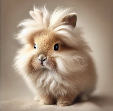 a fluffy lionhead rabbit with a fluffy hair