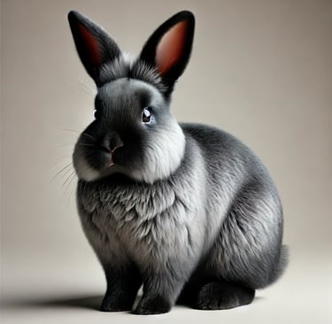 Silver Fox rabbit sitting