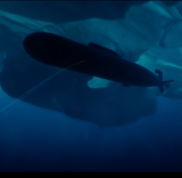 Akula class submarine hiding under the arctic ice