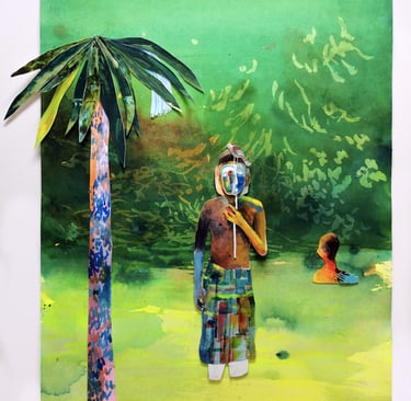 Marie-Anita Gaube  Aluminium river  gouache, encre et collages sur papier Galerie MAxime Allain