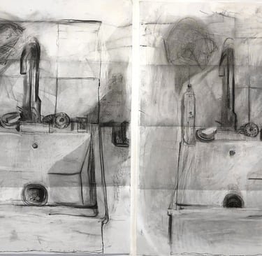 Marine Bikard Galerie Maxime Allain Lavabo Dessins de mémoire fusain processus