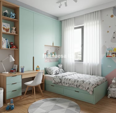 desain kamar anak dengan rak multifungsi
