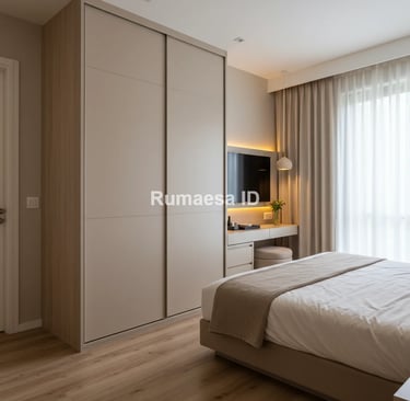 lemari pakaian custom dengan pintu sliding