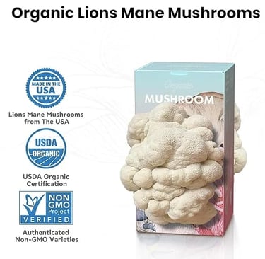 a box of organic organic mushrooms