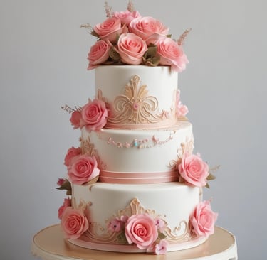 Three lemon ricotta cakes are displayed on a metallic stand under a glass dome. Each cake is topped with creamy frosting. Two additional treats are under separate glass domes: one contains almond flour peanut butter cookies stacked neatly, and another has a chocolate-coated dessert with a tag. The scene is set near a window with raindrops, and the background shows a blurred street with a parked car.