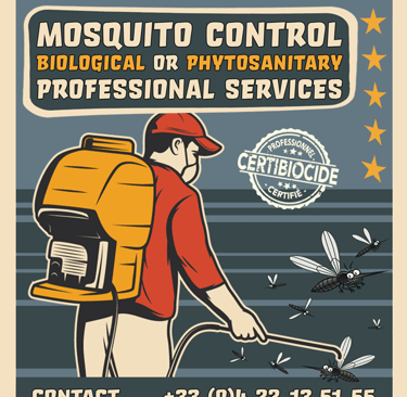 a poster advertising a mosquitoicider that is being used to kill mosquitoes