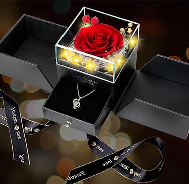 LED Light Gift Box with Preserved Roses