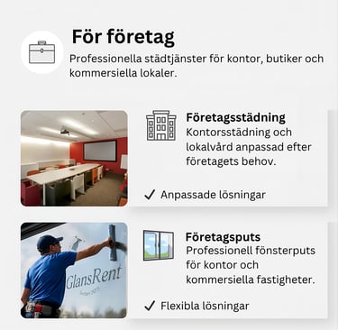 För företag, städtjänster och fönsterputsning