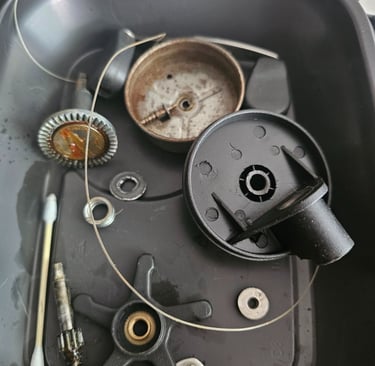 Fishing reel prior to cleaning.