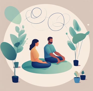 animation of woman and man sitting doing superconscious breathwork.