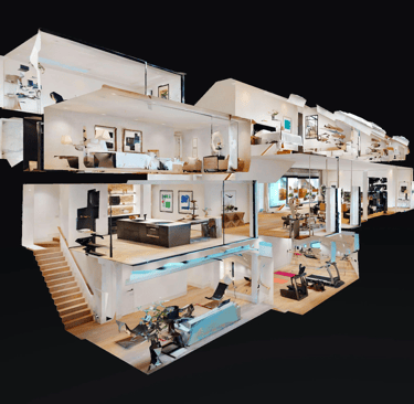 3D Matterport Dollhouse view of a 3 story residential building