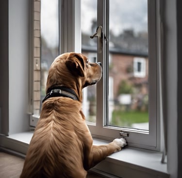 dog looking out window