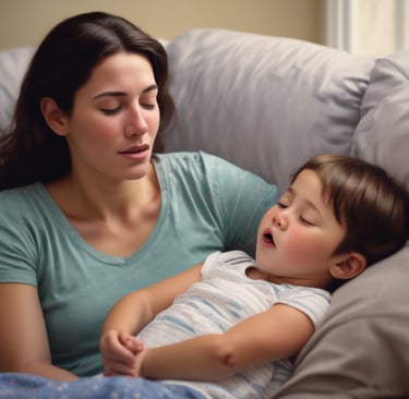 a woman sitting on a couch talking to another woman