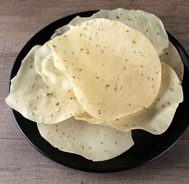 a plate of handmade rice papad