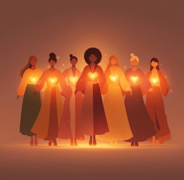 Femmes dont le coeur est lumineux parce qu'elles ont retrouvé leur souveraineté