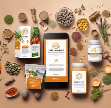 a tablet with a tablet and a phone with food items on it