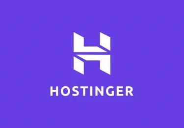 a purple and white logo for hostinger