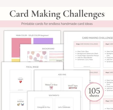 Product photo - printable card making challenge cards