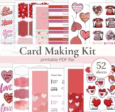 Sheets for card making Valentine's day card with love elements