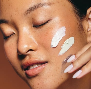a woman with a white face and a white face with a white face mask