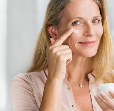 a woman with a white shirt and a cup of coffee
