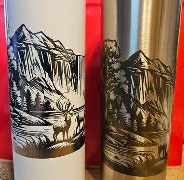 Sample engraved double walled stainless steel tumblers