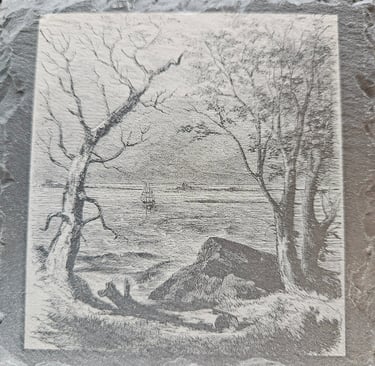 a picture engraved on ceramic coaster