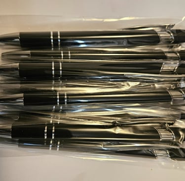 Stylus pens come in plastic sleeves