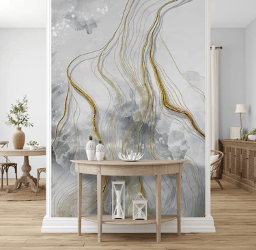 a wall mural of a marbled wallpapered wall