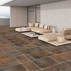 a living room with a couch and a couch and ceramic flooring