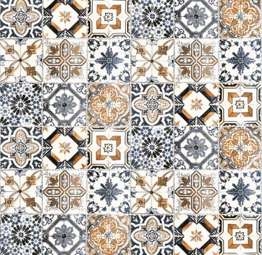 Moroccan Peranakan pattern with geometrical tiles