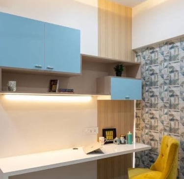 Study corner with pastel interior color