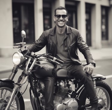 A well-equipped motorcycle workshop featuring a prominently displayed BMW GS motorcycle with red and black colors. The bike is mounted on a lift with various tools and equipment in the background. Another motorcycle can be seen on a lift in the background, highlighting a professional garage setting with organized workspaces.