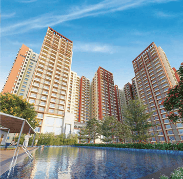 Brigade Lakecrest poolside view inside residential complex