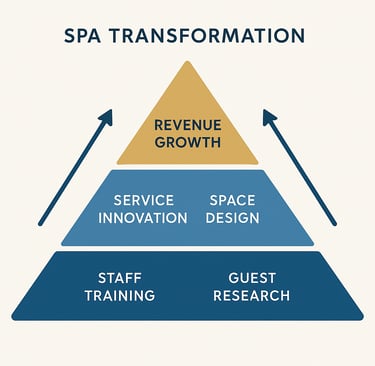 Spa transformation pyramid showing foundational elements leading to operational improvements