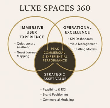 infographic showing Luxe Wellness Spaces core 360 degree philosophy