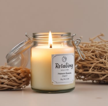 3 white pillar candles on glass bottles