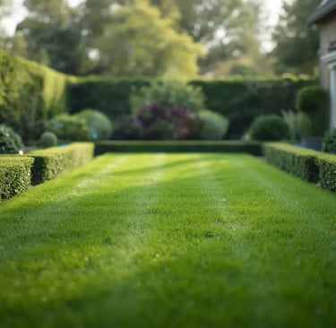 Jardin bien entretenu avec pelouse régulière après tonte à Belfort