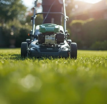Tonte de pelouse à Belfort avec tondeuse sur jardin particulier