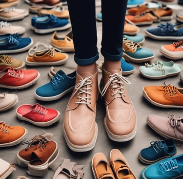 A spacious retail store with bright lighting and neatly arranged clothing and footwear displays. Mannequins wearing children's outfits are prominently featured in the foreground, while various clothes and shoes are organized on racks and shelves throughout the store. People are seen browsing and shopping in the background, adding a lively atmosphere to the setting.