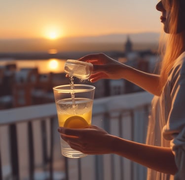 a women performing health rituals in the morning