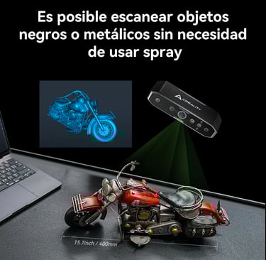 Escaneo 3d de objetos color negro o metálicos en Esculturalmente.com