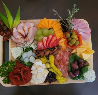 Chacuterie and cheese board with pickled vegetables