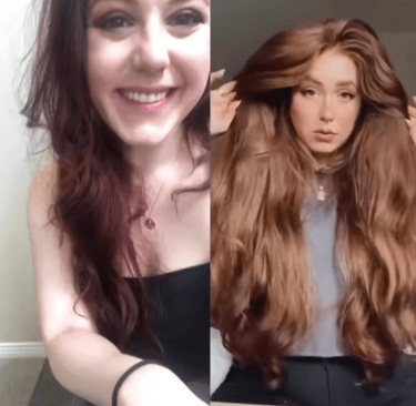 mujer de poco cabello y mujer con cabello denso y volumen