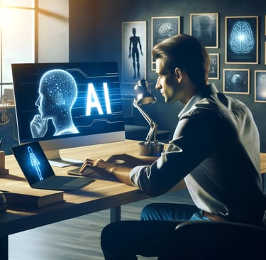 man using AI on a screen