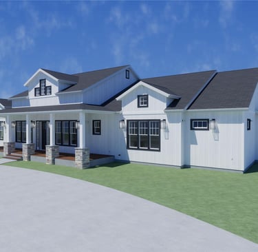 Farmhouse style custom home with 3 bedrooms, 3.5 baths, 3-car garage